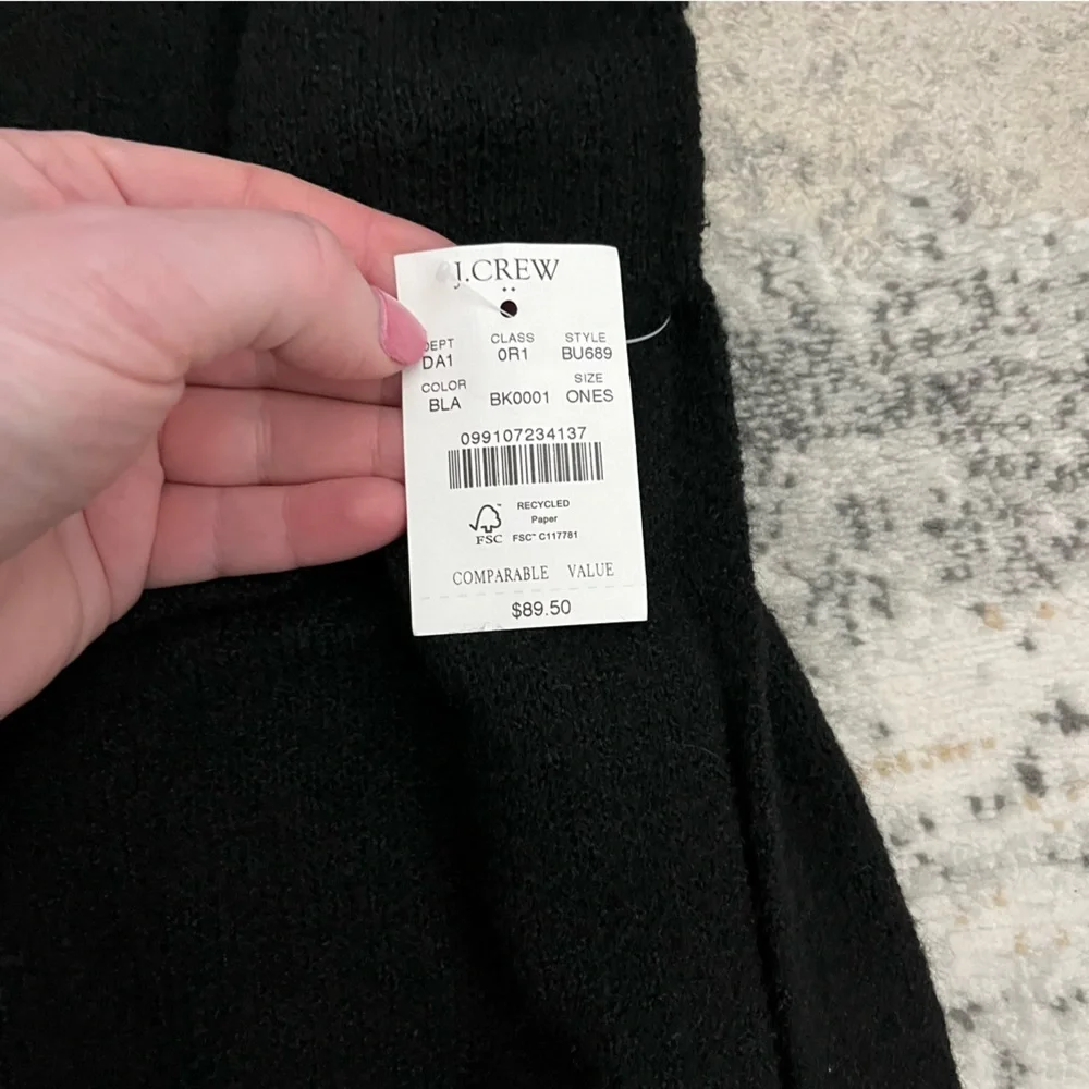 🆕 J.Crew black mockneck with button detail poncho sweater with slit hems - Picture 12 of 12